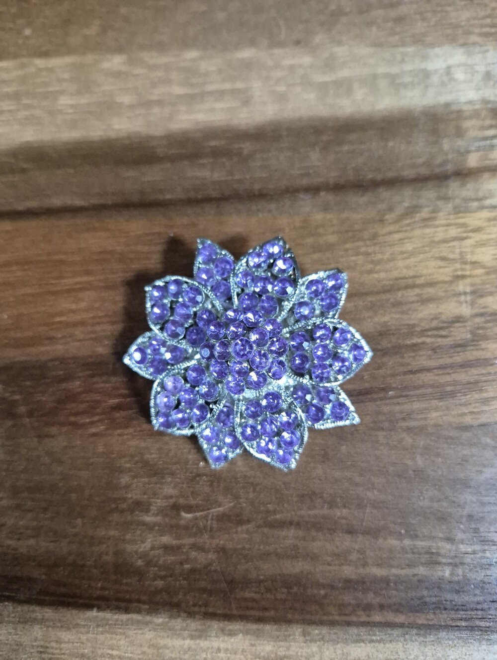 Rhinestone Flower Brooch Missing Stone